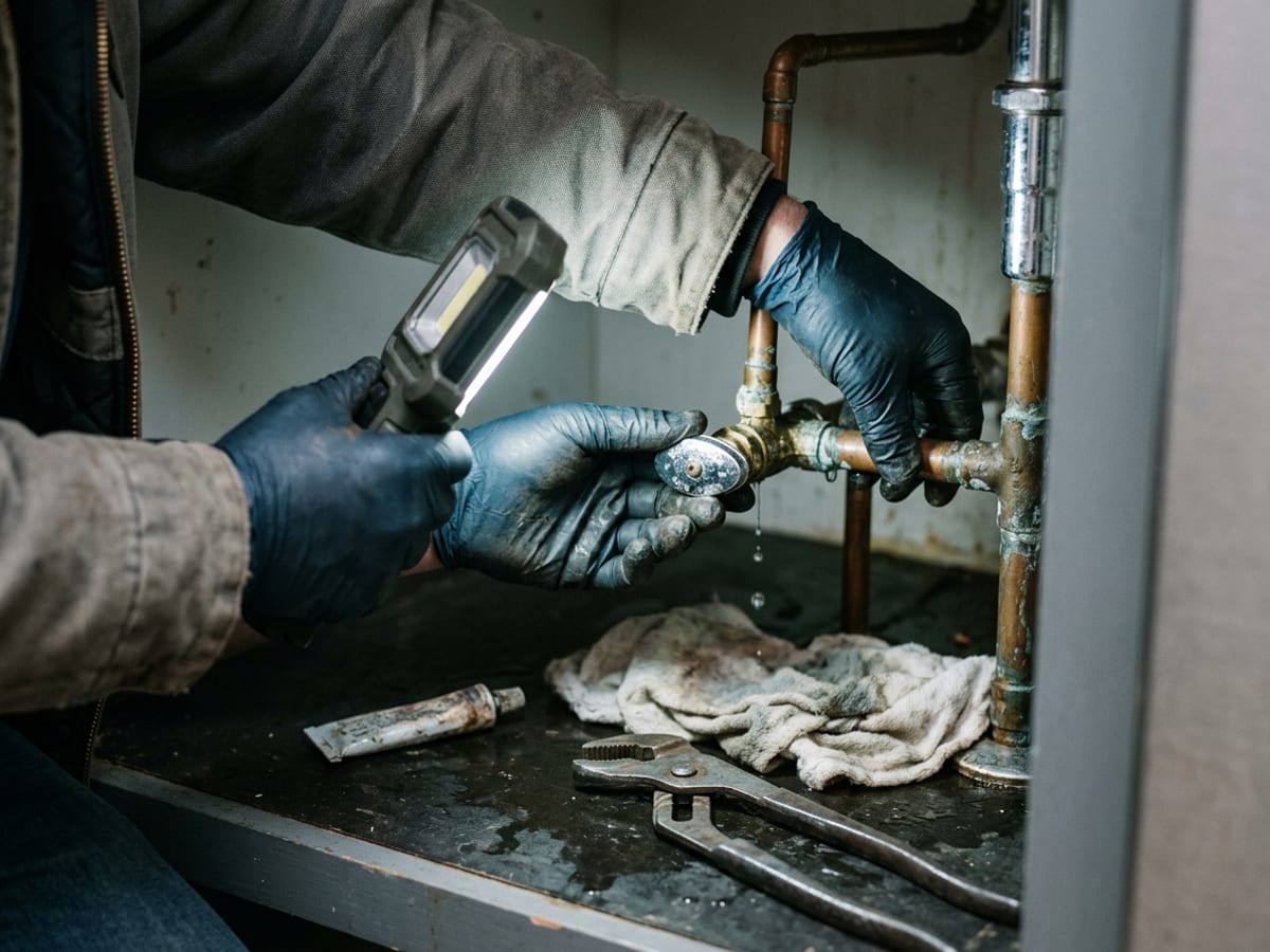 Photographie de vanne et canalisation pour une intervention de dépannage